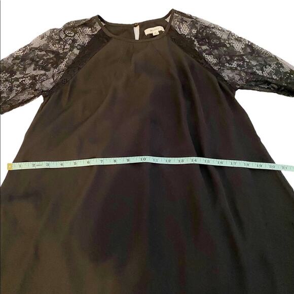 Everly Black A-Line Dress With Long Floral Lace Sleeves, Size Medium - Picture 9 of 12